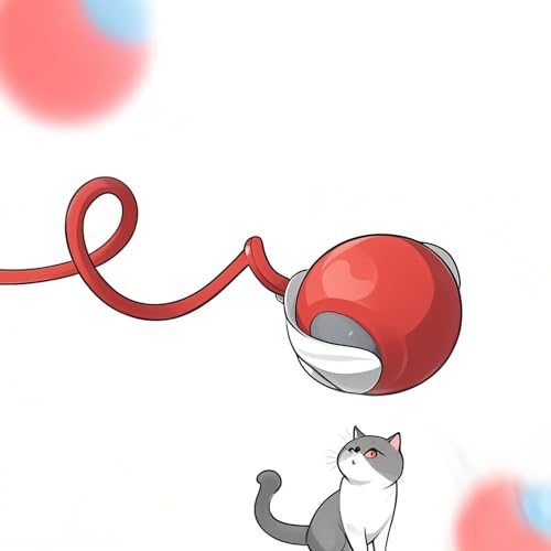 ZukQvrivelig Speedy Tail 2.0,Interaktives Katzenspielzeug/Hund,Katzenballspielzeug,Speedy Tail Katzenspielzeug, 3 Modi: Schnell - Langsam - Interaktiver Modus(Rot) von ZukQvrivelig