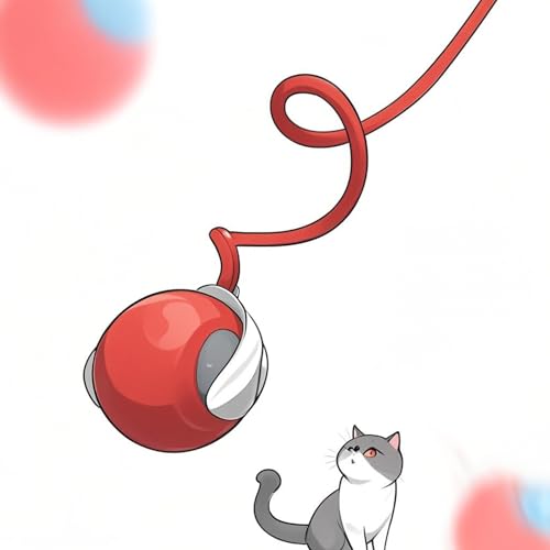 ZukQvrivelig Speedy Tail 2.0,Katzenballspielzeug,Interaktives Katzenspielzeug/Hund,Speedy Tail Katzenspielzeug, 3 Modi: Schnell - Langsam - Interaktiver Modus(Rot) von ZukQvrivelig