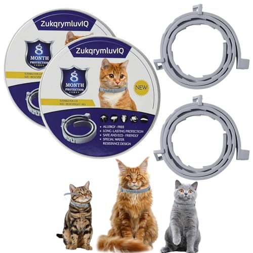 Katzenhalsband 2er Pack mit natürlichen ätherischen Ölen, 16 Monate Langzeitschutz wasserfest verstellbar für Katzen ab 7 Wochen, Wohlbefinden Komfort Sicherheit Katzenhalsband 2er Pack mit natürlichen ätherischen Ölen, 16 Monate Langzeitschutz wasserfest verstellbar für Katzen ab 7 Wochen, Wohlbefinden Komfort Sicherheit von ZukqrymluvIQ