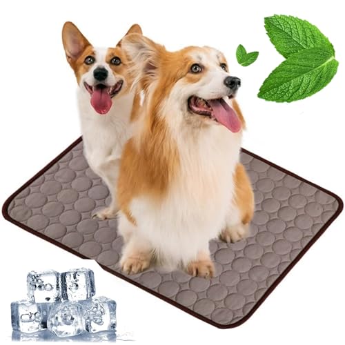 Pfotenfrost Matte für Katzen Hund, 3-Schicht-System Selbstkühlende Kühlmatte Haustier Waschbar, Haustier-Kühlpad für Sommer, Auto, Zuhause & Outdoor (Kaffee, L(70 * 55cm)) von Zumylea
