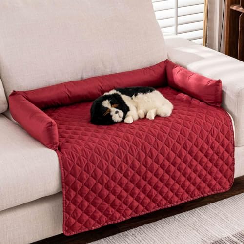 Zumylea Heatrelief Cooling Dog Bed, Self Cool Dog Sofa Mat with Ice Silk Fabric, Durable&Easy to Clean Pet Coolings Mat for Kennel, Bed, Floor, Car, Sofa (Red, 2XL（35.4 * 53.1in/90 * 135cm）) von Zumylea