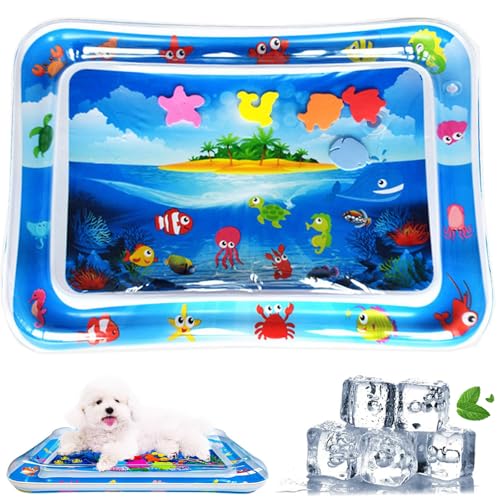 Zumylea Katze Wassermatte, Katzen Spiel Und KüHl Wassermatte, Hunde Spiel Und KüHl Wassermatte, Sommer Aufblasbare Sensorische Wasserspielmatte, Interaktives Spielzeug (A) von Zumylea