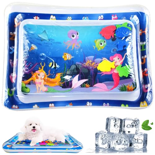 Zumylea Katze Wassermatte, Katzen Spiel Und KüHl Wassermatte, Hunde Spiel Und KüHl Wassermatte, Sommer Aufblasbare Sensorische Wasserspielmatte, Interaktives Spielzeug (B) von Zumylea