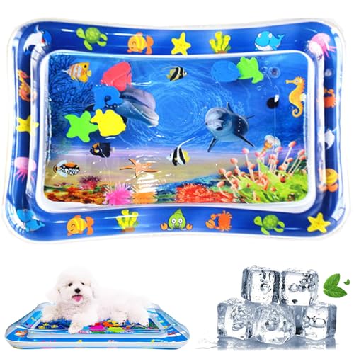 Zumylea Katze Wassermatte, Katzen Spiel Und KüHl Wassermatte, Hunde Spiel Und KüHl Wassermatte, Sommer Aufblasbare Sensorische Wasserspielmatte, Interaktives Spielzeug (D) von Zumylea