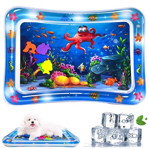 Zumylea Katze Wassermatte, Katzen Spiel Und KüHl Wassermatte, Hunde Spiel Und KüHl Wassermatte, Sommer Aufblasbare Sensorische Wasserspielmatte, Interaktives Spielzeug (E) von Zumylea