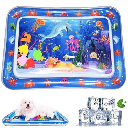 Zumylea Katze Wassermatte, Katzen Spiel Und KüHl Wassermatte, Hunde Spiel Und KüHl Wassermatte, Sommer Aufblasbare Sensorische Wasserspielmatte, Interaktives Spielzeug (G) von Zumylea