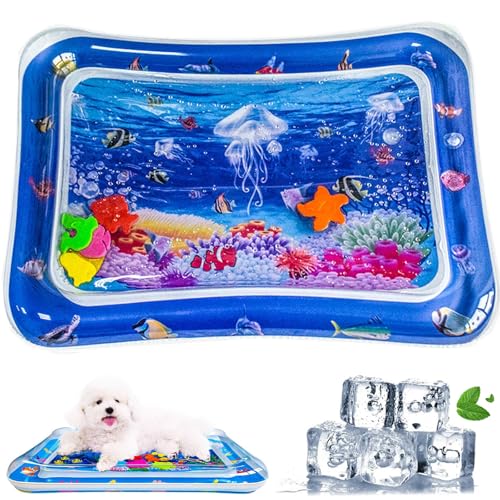 Zumylea Katze Wassermatte, Katzen Spiel Und KüHl Wassermatte, Hunde Spiel Und KüHl Wassermatte, Sommer Aufblasbare Sensorische Wasserspielmatte, Interaktives Spielzeug (H) von Zumylea