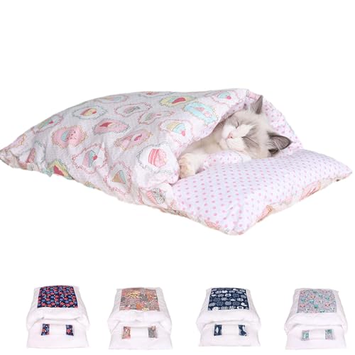 Zumylea Orthopaedic Cat Sleeping Bag, Cat Sleeping Bag,The Soft and Warm Sleeping Bag for Cats, Removable and Washable Cat Cushion, Safety Feeling Pet Bed (Cupcake, L (Within 12 pounds)) von Zumylea