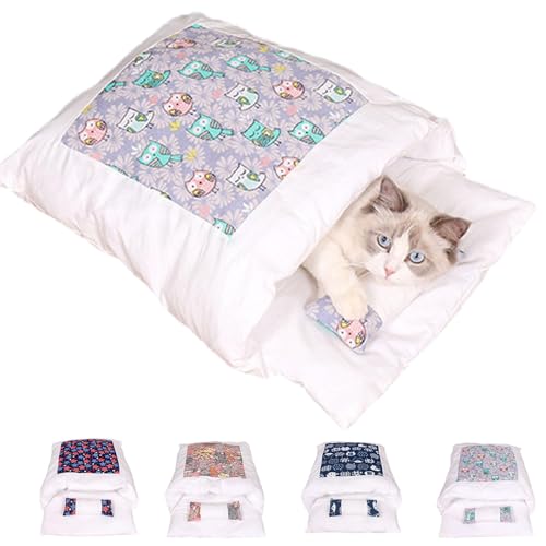 Zumylea Orthopaedic Cat Sleeping Bag, Cat Sleeping Bag,The Soft and Warm Sleeping Bag for Cats, Removable and Washable Cat Cushion, Safety Feeling Pet Bed (Owl, S (Within 4 pounds)) von Zumylea