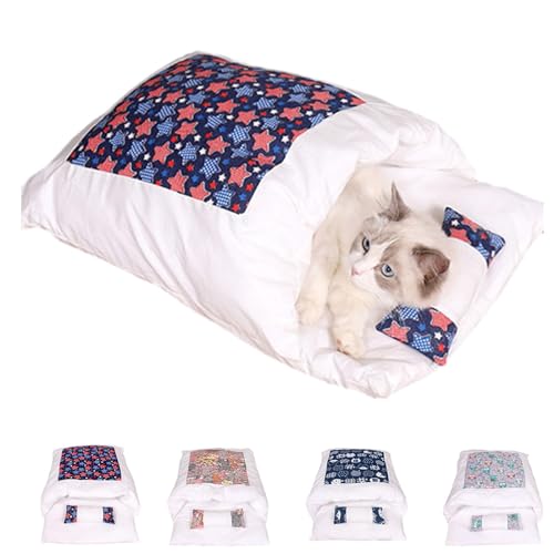 Zumylea Orthopaedic Cat Sleeping Bag, Cat Sleeping Bag,The Soft and Warm Sleeping Bag for Cats, Removable and Washable Cat Cushion, Safety Feeling Pet Bed (Starry Sky, L (Within 12 pounds)) von Zumylea