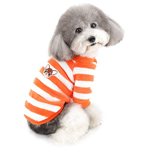 ZUNEA Kleine Hundepullover Wintermantel Warm Fleece Welpenkleidung Gestreifte Sweater Jacke Super Weicher Samt Kaltes Wetter Chihuahua Katzen Bekleidung für Haustier Hunde Mädchen Jungen Orange S ZUNEA Kleine Hundepullover Wintermantel Warm Fleece Welpenkleidung Gestreifte Sweater Jacke Super Weicher Samt Kaltes Wetter Chihuahua Katzen Bekleidung für Haustier Hunde Mädchen Jungen Orange S von Zunea