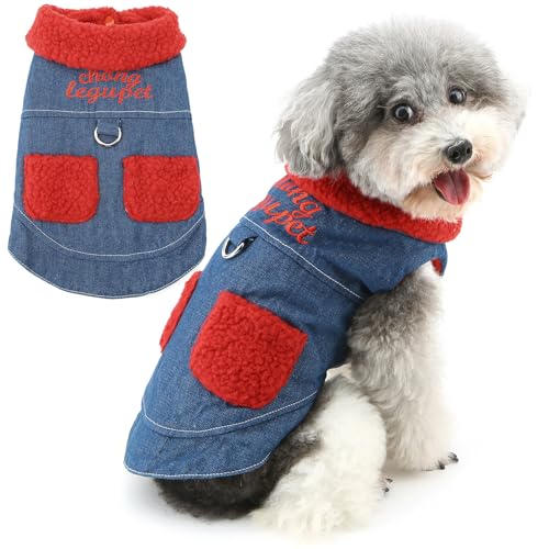 Zunea Denim-Hundejacke für extra kleine und kleine Hunde, Wintermantel mit D-Ring, warmes Fleece gefüttert, Welpenjacken, Kleidung mit Taschen, für kaltes Wetter, Jeans, Haustierbekleidung für Zunea Denim-Hundejacke für extra kleine und kleine Hunde, Wintermantel mit D-Ring, warmes Fleece gefüttert, Welpenjacken, Kleidung mit Taschen, für kaltes Wetter, Jeans, Haustierbekleidung für von Zunea