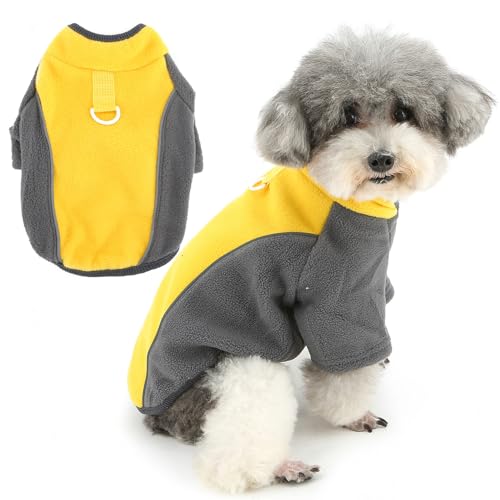 Zunea Farbiger Patchwork-Fleece-Hundepullover für kleine Hunde, reflektierender Pullover, Mantel mit Leinen-Ring, weich, warm, Herbst, Winter, Welpenkleidung, kaltes Wetter, Sweatshirt Zunea Farbiger Patchwork-Fleece-Hundepullover für kleine Hunde, reflektierender Pullover, Mantel mit Leinen-Ring, weich, warm, Herbst, Winter, Welpenkleidung, kaltes Wetter, Sweatshirt von Zunea