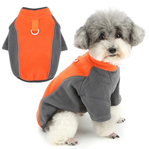 Zunea Farbiger Patchwork-Fleece-Hundepullover für kleine Hunde, reflektierender Pullover, Mantel mit Leinen-Ring, weich, warm, Herbst, Winter, Welpenkleidung, kaltes Wetter, Sweatshirt Zunea Farbiger Patchwork-Fleece-Hundepullover für kleine Hunde, reflektierender Pullover, Mantel mit Leinen-Ring, weich, warm, Herbst, Winter, Welpenkleidung, kaltes Wetter, Sweatshirt von Zunea