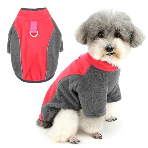 Zunea Farbiger Patchwork-Fleece-Hundepullover für kleine Hunde, reflektierender Pullover, Mantel mit Leinen-Ring, weich, warm, für Herbst und Winter, Welpenkleidung, kaltes Wetter, Sweatshirt Zunea Farbiger Patchwork-Fleece-Hundepullover für kleine Hunde, reflektierender Pullover, Mantel mit Leinen-Ring, weich, warm, für Herbst und Winter, Welpenkleidung, kaltes Wetter, Sweatshirt von Zunea