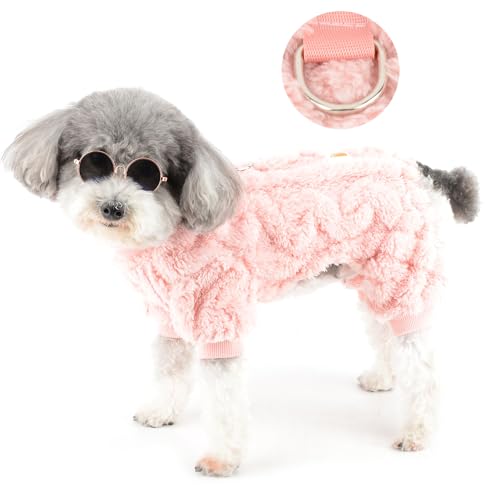 Zunea Flauschiger Fleece-Hundepullover für kleine Hunde, Winterpullover, Schlafanzug mit D-Ring, weich, warm, Welpen, Pyjama, Größe XS/S, Haustier, kaltes Wetter, Chihuahua, Yorkie, Bekleidung, von Zunea