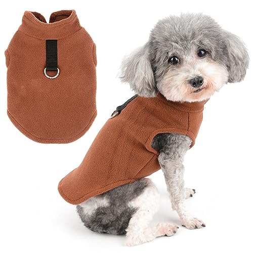 Zunea Fleece Dog Vest Sweater Jumper for Small Dogs Girl Boy Soft Winter Jacket Coat with D-Ring Rollkragen Cold Weather Coat Pet Clothes Doggy Chihuahua Yorkie Apparel Brown M von Zunea
