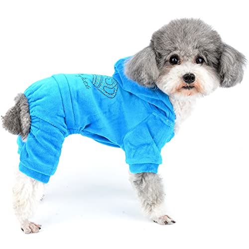 Zunea Fleece-Hunde-Kapuzenpullover mit niedlichem Kronenmotiv, für extra kleine/kleine Hunde, weich, warm, für den Winter, Herbst, Welpenkleidung, Hündinnen, Overall, Outfit, kaltes Wetter von Zunea