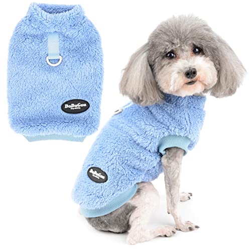 Zunea Fleece Hunde Sweater Mantel Warme Pullover Winterjacken für kleine Hunde Weiche Fuzzy Welpen Kleidung mit D-Ring für Geschirr Leine Kaltes Wetter Haustier Chihuahua Katze Bekleidung Dunkelblau S von Zunea