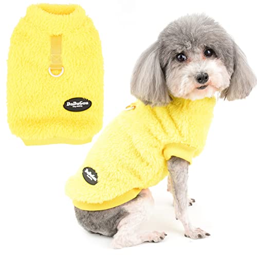 Zunea Fleece Hunde Sweater Mantel Warme Pullover Winterjacken für kleine Hunde Weiche Fuzzy Welpen Kleidung mit D-Ring für Geschirr Leine Kaltes Wetter Haustier Chihuahua Katze Bekleidung Gelb S von Zunea