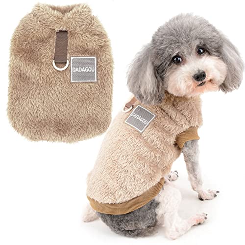 Zunea Fleece Winterjacke für Kleine Hunde Warme Wintermäntel Pullover Sweater Weich Fuzzy Welpen Kleidung mit D-Ring für Geschirr Leine Kaltes Wetter Haustier Bekleidung für Chihuahua Katzen Braun L von Zunea