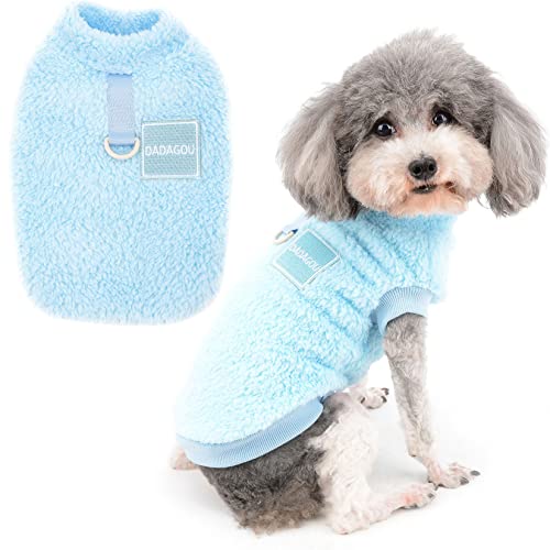 Zunea Fleece Winterjacke für Kleine Hunde Warme Wintermäntel Pullover Sweater Weich Fuzzy Welpen Kleidung mit D-Ring für Geschirr Leine Kaltes Wetter Haustier Bekleidung für Chihuahua Katzen Blau XL von Zunea