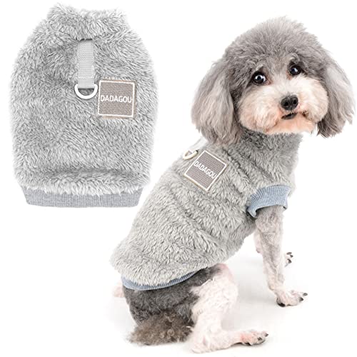 Zunea Fleece Winterjacke für Kleine Hunde Warme Wintermäntel Pullover Sweater Weich Fuzzy Welpen Kleidung mit D-Ring für Geschirr Leine Kaltes Wetter Haustier Bekleidung für Chihuahua Katzen Grau M von Zunea