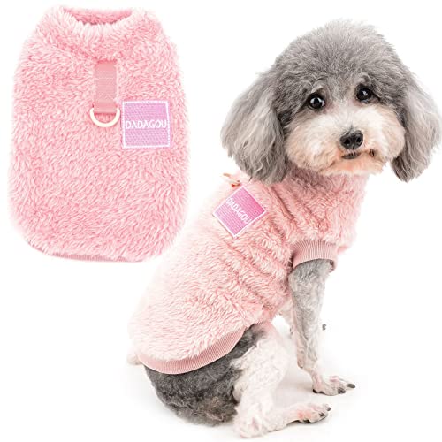 Zunea Fleece Winterjacke für Kleine Hunde Warme Wintermäntel Pullover Sweater Weich Fuzzy Welpen Kleidung mit D-Ring für Geschirr Leine Kaltes Wetter Haustier Bekleidung für Chihuahua Katzen Rosa M von Zunea