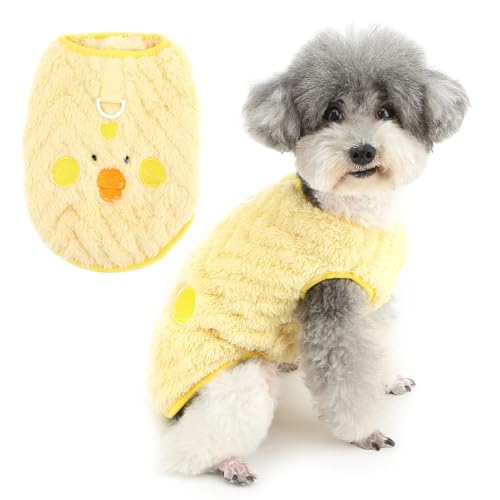 Zunea Fleece-Winterweste mit Ring für die Leine für kleine Hunde, weich, warm, Welpenpullover, Mantel, niedliches Muster, Jacke, Kleidung, kaltes Wetter, Haustierbekleidung für Chihuahua, Yorkie, Gelb Zunea Fleece-Winterweste mit Ring für die Leine für kleine Hunde, weich, warm, Welpenpullover, Mantel, niedliches Muster, Jacke, Kleidung, kaltes Wetter, Haustierbekleidung für Chihuahua, Yorkie, Gelb von Zunea