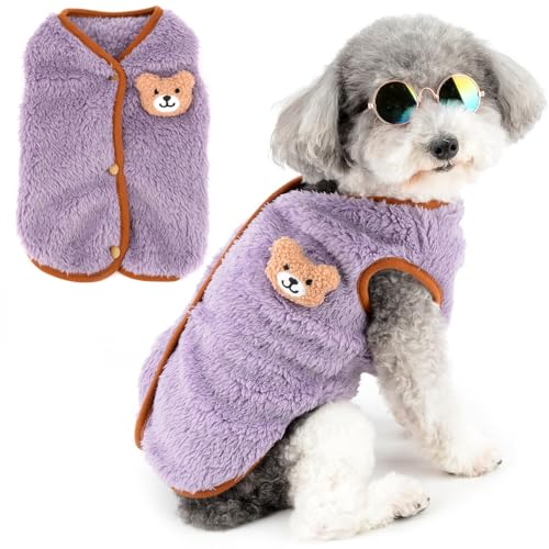 Zunea Fuzzy Hundepullover Mäntel für kleine Hunde, warmer Fleecepullover, Winterweste, Jacken mit D-Ring, niedlicher Bär, flauschige Welpenkleidung, weich, ärmellos, kaltes Wetter, Haustierbekleidung Zunea Fuzzy Hundepullover Mäntel für kleine Hunde, warmer Fleecepullover, Winterweste, Jacken mit D-Ring, niedlicher Bär, flauschige Welpenkleidung, weich, ärmellos, kaltes Wetter, Haustierbekleidung von Zunea