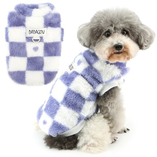 Zunea Fuzzy Hundepullover für kleine Hunde, warmer Fleecepullover für den Winter, Welpenkleidung mit D-Ring, kariert, weiche Weste, Jacke, Mantel, kaltes Wetter, Größe XS/S, Haustierbekleidung, Zunea Fuzzy Hundepullover für kleine Hunde, warmer Fleecepullover für den Winter, Welpenkleidung mit D-Ring, kariert, weiche Weste, Jacke, Mantel, kaltes Wetter, Größe XS/S, Haustierbekleidung, von Zunea