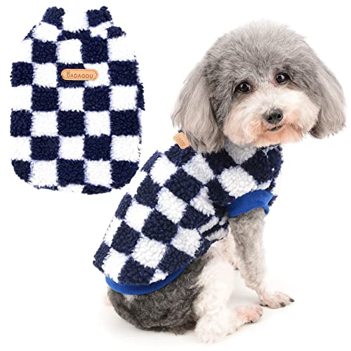 Zunea Hunde Sweater für Kleine Hunde Fuzzy Warme Fleece Winterjacke Mantel Plaid Welpenkleidung Flauschiger Hundepullover Mantel Weiche Haustierbekleidung für Hunde Chihuahua Yorkie Katze Blau XXL von Zunea