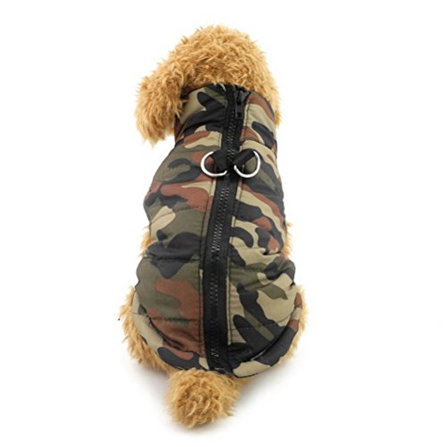 Zunea Gepolsterte Warme Kleine Hund Katze Weste Mantel Jacke Welpe Weste Harness Pet Winter Kleidung Doggie Jumper Chihuahua Overalls Bekleidung Armee Grün Camo XS von Zunea