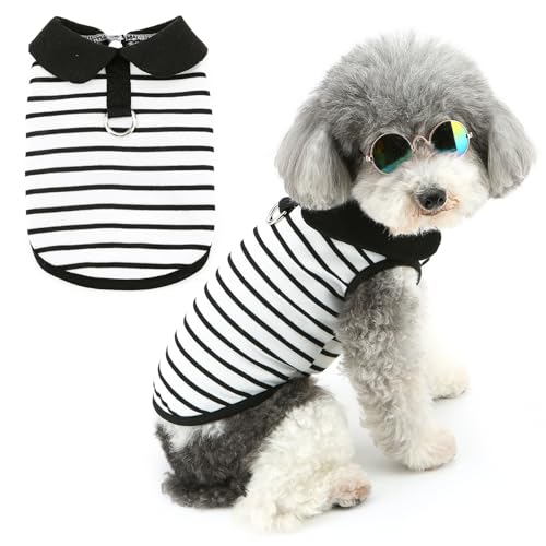 Zunea Gestreifte Hunde Shirts für Kleine Hunde Sommer Welpenkleidung mit D-Ring Weich Atmungsaktiv Basic-T-Shirt Haustier T-Shirt Hund Katze ärmellos Tank-Top Kleidung Chihuahua Yorkie Bekleidung XL Zunea Gestreifte Hunde Shirts für Kleine Hunde Sommer Welpenkleidung mit D-Ring Weich Atmungsaktiv Basic-T-Shirt Haustier T-Shirt Hund Katze ärmellos Tank-Top Kleidung Chihuahua Yorkie Bekleidung XL von Zunea