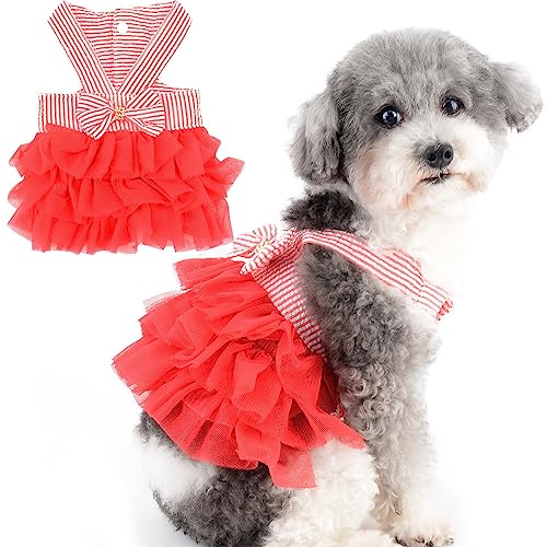 Zunea Gestreifte Hundekleider für Kleine Hunde Mädchen Sommer Tutu Prinzessin Kleid mit Bowknot Stufige Tüll Hunde Geburtstag Party Kleider Strapse Welpenkleidung Weste Rock Hochzeitskleid Rot XXL Zunea Gestreifte Hundekleider für Kleine Hunde Mädchen Sommer Tutu Prinzessin Kleid mit Bowknot Stufige Tüll Hunde Geburtstag Party Kleider Strapse Welpenkleidung Weste Rock Hochzeitskleid Rot XXL von Zunea