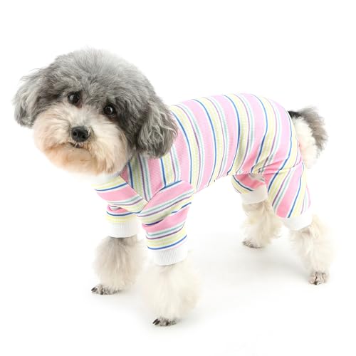 Zunea Gestreifter Hunde-Pyjama für kleine Hunde, modischer Welpen-Pyjama, Jumpsuit mit Leinen-Ring, weich, atmungsaktiv, Schlafkleidung, Outfits, Größe XS/S, Haustier-Pyjama, Overall, Chihuahua, Zunea Gestreifter Hunde-Pyjama für kleine Hunde, modischer Welpen-Pyjama, Jumpsuit mit Leinen-Ring, weich, atmungsaktiv, Schlafkleidung, Outfits, Größe XS/S, Haustier-Pyjama, Overall, Chihuahua, von Zunea