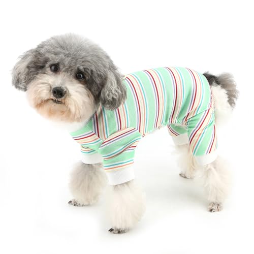 Zunea Gestreifter Hunde-Pyjama für kleine Hunde, modischer Welpen-Pyjama, Overall mit Leinen-Ring, weich, atmungsaktiv, Schlafkleidung, Outfits, Größe XS/S, Haustier-Pyjama, Overall, Chihuahua, Zunea Gestreifter Hunde-Pyjama für kleine Hunde, modischer Welpen-Pyjama, Overall mit Leinen-Ring, weich, atmungsaktiv, Schlafkleidung, Outfits, Größe XS/S, Haustier-Pyjama, Overall, Chihuahua, von Zunea