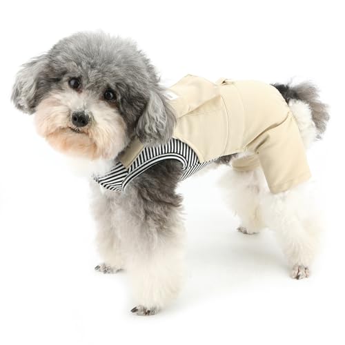 Zunea Gestreifter Hundeoverall für kleine Hunde, niedliches Welpen-Kleidung, Outfits mit Leinen-Ring, weich, atmungsaktiv, Größe XS/S, Haustier-Strampler mit großer Tasche für Hunde, Chihuahua, Yorkie Zunea Gestreifter Hundeoverall für kleine Hunde, niedliches Welpen-Kleidung, Outfits mit Leinen-Ring, weich, atmungsaktiv, Größe XS/S, Haustier-Strampler mit großer Tasche für Hunde, Chihuahua, Yorkie von Zunea