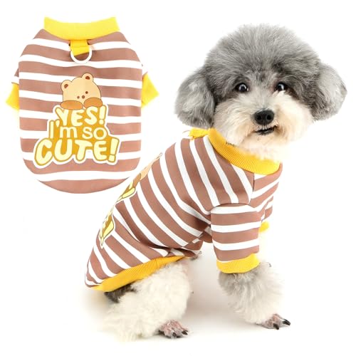 Zunea Gestreiftes Hunde-Sweatshirt für kleine Hunde, niedlicher Pullover, Welpenkleidung mit Ring für die Leine, weiche, warme Jacke, Mantel, Herbst, Winter, Haustier, Chihuahua, Bekleidung für kaltes Zunea Gestreiftes Hunde-Sweatshirt für kleine Hunde, niedlicher Pullover, Welpenkleidung mit Ring für die Leine, weiche, warme Jacke, Mantel, Herbst, Winter, Haustier, Chihuahua, Bekleidung für kaltes von Zunea