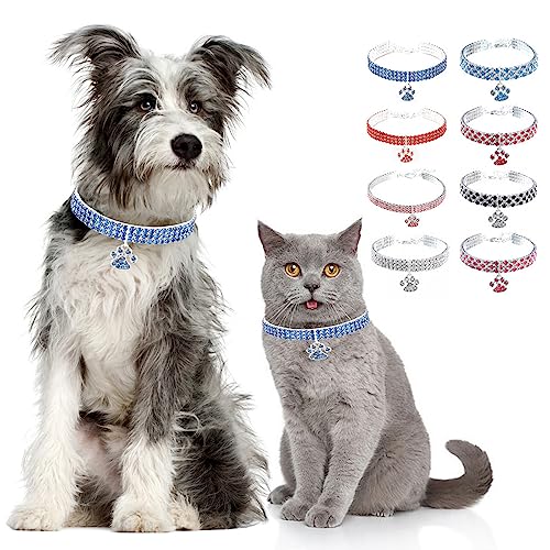 Zunea Haustier-Halskette für Hunde und Katzen, mit Strasssteinen, verstellbar, elastisch, für Hochzeit, Geburtstag, Party, Haustierschmuck für Kätzchen, Chihuahua, Blau, Größe S von Zunea