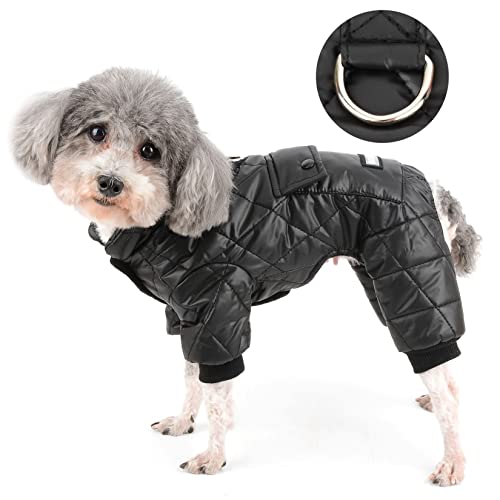 Zunea Hund Wintermantel für Kleine Hunde Weich Warm Fleece Gefüttert Schneeanzug Wasserdicht Dicke Welpenkleidung Winddicht Outfits Haustier Kaltes Wetter Overall für Chihuahua Yorkie Schwarz XXL von Zunea