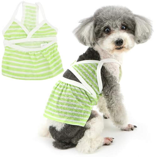 Zunea Hunde-Badeanzug, Bikinikleider für kleine Hunde, Mädchen, Sommer, Welpen, Strandkleid, Badekleidung, gestreiftes Hawaii-Kostüm, weich, leicht, kühlendes Haustier, Chihuahua, Yorkie, Grün, Größe Zunea Hunde-Badeanzug, Bikinikleider für kleine Hunde, Mädchen, Sommer, Welpen, Strandkleid, Badekleidung, gestreiftes Hawaii-Kostüm, weich, leicht, kühlendes Haustier, Chihuahua, Yorkie, Grün, Größe von Zunea
