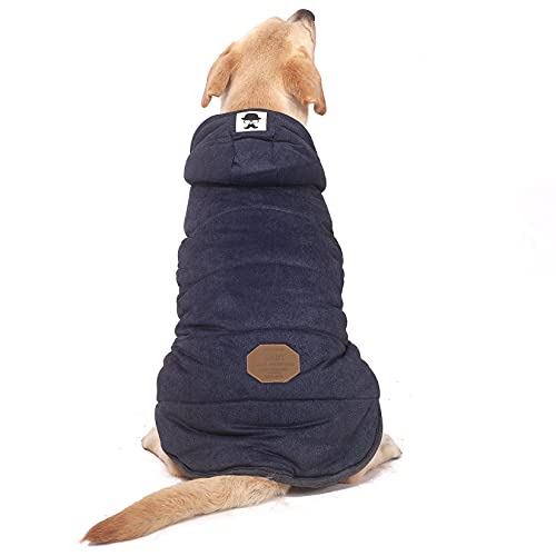 Zunea Hunde-Kapuzenpullover Weste Mantel Fleece Gefüttert Winter Warme Welpenjacke Kleidung Weicher Kapuzenmantel Winddicht Haustier Sweatshirt Bekleidung für Mittelgroße Hunde Blau 8XL von Zunea