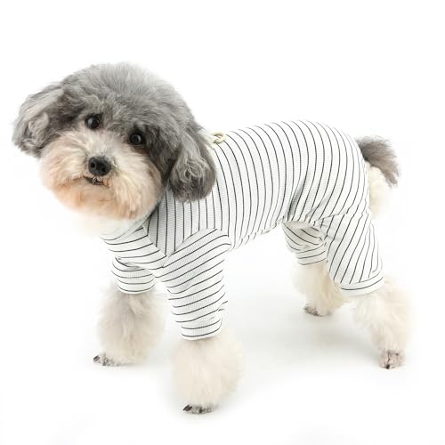 Zunea Hunde-Pyjama für kleine Hunde, gestreift, mit Ring für die Leine, Größe XS/S, weicher 4-beiniger Schlafanzug, atmungsaktiv, Haustierbekleidung für Chihuahua, Yorkie, Weiß, L Zunea Hunde-Pyjama für kleine Hunde, gestreift, mit Ring für die Leine, Größe XS/S, weicher 4-beiniger Schlafanzug, atmungsaktiv, Haustierbekleidung für Chihuahua, Yorkie, Weiß, L von Zunea