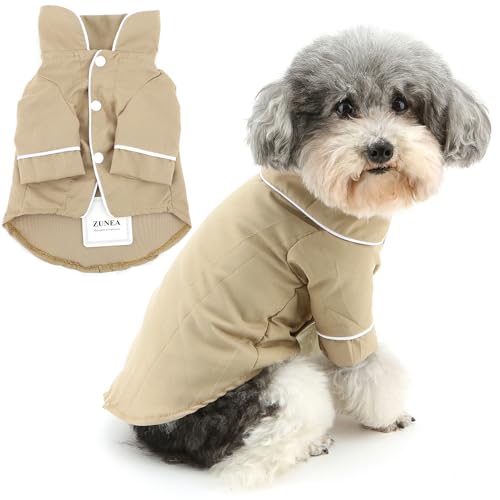 Zunea Hunde Shirts Schlafanzug für Mittelgroße Hunde Atmungsaktiv Revers Pyjama Zweibeinig Hemden Schlafen Tragen Outfits für den Innenbereich Haustierbekleidung Khaki 3XL von Zunea