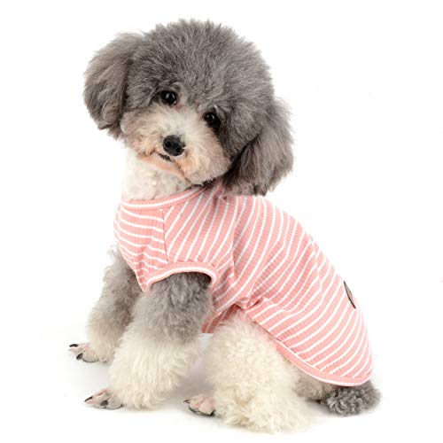 Zunea Hundeshirt für kleine Hunde, Katzen, Haustiere, gestreiftes T-Shirt für den Sommer, coole Weste, Welpen, Basic, Tank-Top, weiche Baumwolle, Chihuahua, Kleidung für Hunde, Pink, Größe XL von Zunea