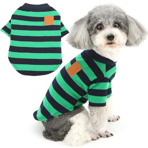 Zunea Hunde Shirts für Kleine Hunde Sommer T Shirts Welpenkleidung Modisch Gestreift Weich Atmungsaktiv Kurzärmelig Basic-Shirt Haustierspielzeug Pudel Chihuahua Yorkie Grün L Zunea Hunde Shirts für Kleine Hunde Sommer T Shirts Welpenkleidung Modisch Gestreift Weich Atmungsaktiv Kurzärmelig Basic-Shirt Haustierspielzeug Pudel Chihuahua Yorkie Grün L von Zunea