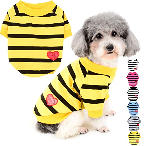 Zunea Hunde-Shirts für Kleine Hunde Sommer Basic T-Shirt Streifen Welpen Kleidung Pailletten Liebe Herz Sweatshirt Weiche Baumwolle Shirt Haustier Kleidung Pullover Chihuahua Bekleidung Dunkelgelb L Zunea Hunde-Shirts für Kleine Hunde Sommer Basic T-Shirt Streifen Welpen Kleidung Pailletten Liebe Herz Sweatshirt Weiche Baumwolle Shirt Haustier Kleidung Pullover Chihuahua Bekleidung Dunkelgelb L von Zunea