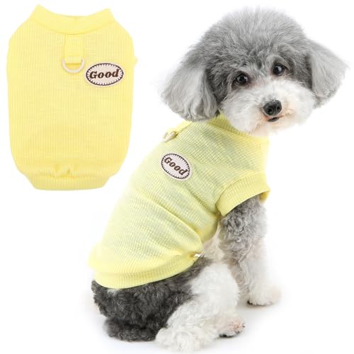 Zunea Hunde-Shirts für kleine Hunde, Sommer-Welpenkleidung, T-Shirt mit D-Ring, weich, atmungsaktiv, ärmellos, Basic-Shirt, Pudel, Hundeweste, Haustierbekleidung für Chihuahua, Yorkie, Gelb, Größe M Zunea Hunde-Shirts für kleine Hunde, Sommer-Welpenkleidung, T-Shirt mit D-Ring, weich, atmungsaktiv, ärmellos, Basic-Shirt, Pudel, Hundeweste, Haustierbekleidung für Chihuahua, Yorkie, Gelb, Größe M von Zunea