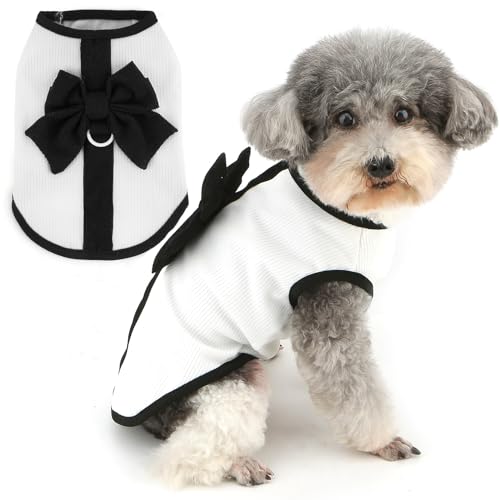 Zunea Hunde-Shirts für kleine Hunde, Sommer-Welpenkleidung mit Leinen-Ring, niedlicher Schleife, ärmelloses Weste, Tank-Top, weich, atmungsaktiv, für Hunde, Chihuahua, kleine Größe, Haustierbekleidung Zunea Hunde-Shirts für kleine Hunde, Sommer-Welpenkleidung mit Leinen-Ring, niedlicher Schleife, ärmelloses Weste, Tank-Top, weich, atmungsaktiv, für Hunde, Chihuahua, kleine Größe, Haustierbekleidung von Zunea